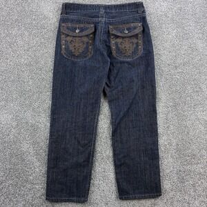 Y2K Revolve Pacific Jeans Mens 36x30 Blue Embroidered Back Flap Pocket Y2K Style